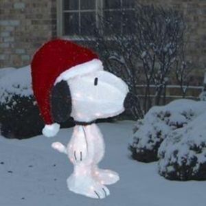 3-D Soft Lighted Tinsel Yard Art - Snoopy Santa (27" High) * VINTAGE!